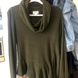 Maeve cowl neck sweater with ruffle hem